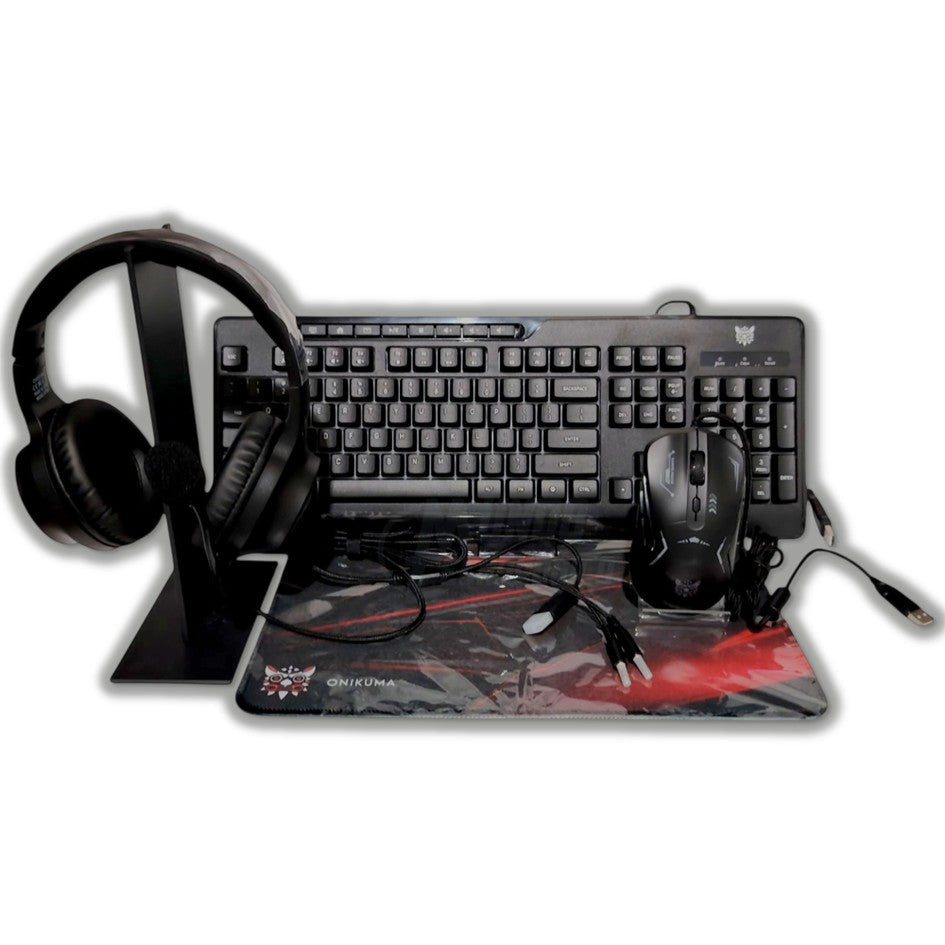 Combo Onikuma 5-1 TZ5006 (Mouse, teclado, diadema, soporte diademas, mouspad)