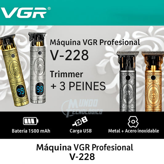 Maquina Corta Pelo Trimmer Vgr V-228 Patillera Recargable