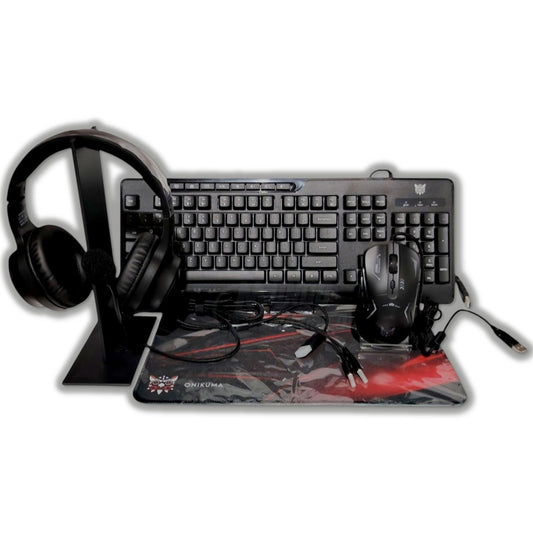 Combo Onikuma 5-1 TZ5006 (Mouse, teclado, diadema, soporte diademas, mouspad)