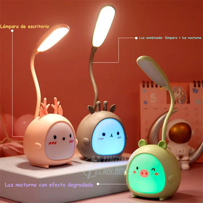Lámpara LED 3 en 1 Kawaii – Luz Nocturna + Escritorio + Ambiente